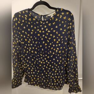 H&M Navy Yellow Floral Blouse